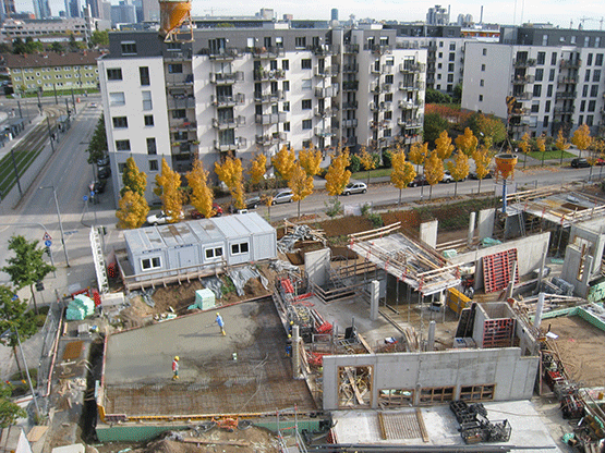 Grundschule Rebstock, Baustelle aus der Vogelperspektive